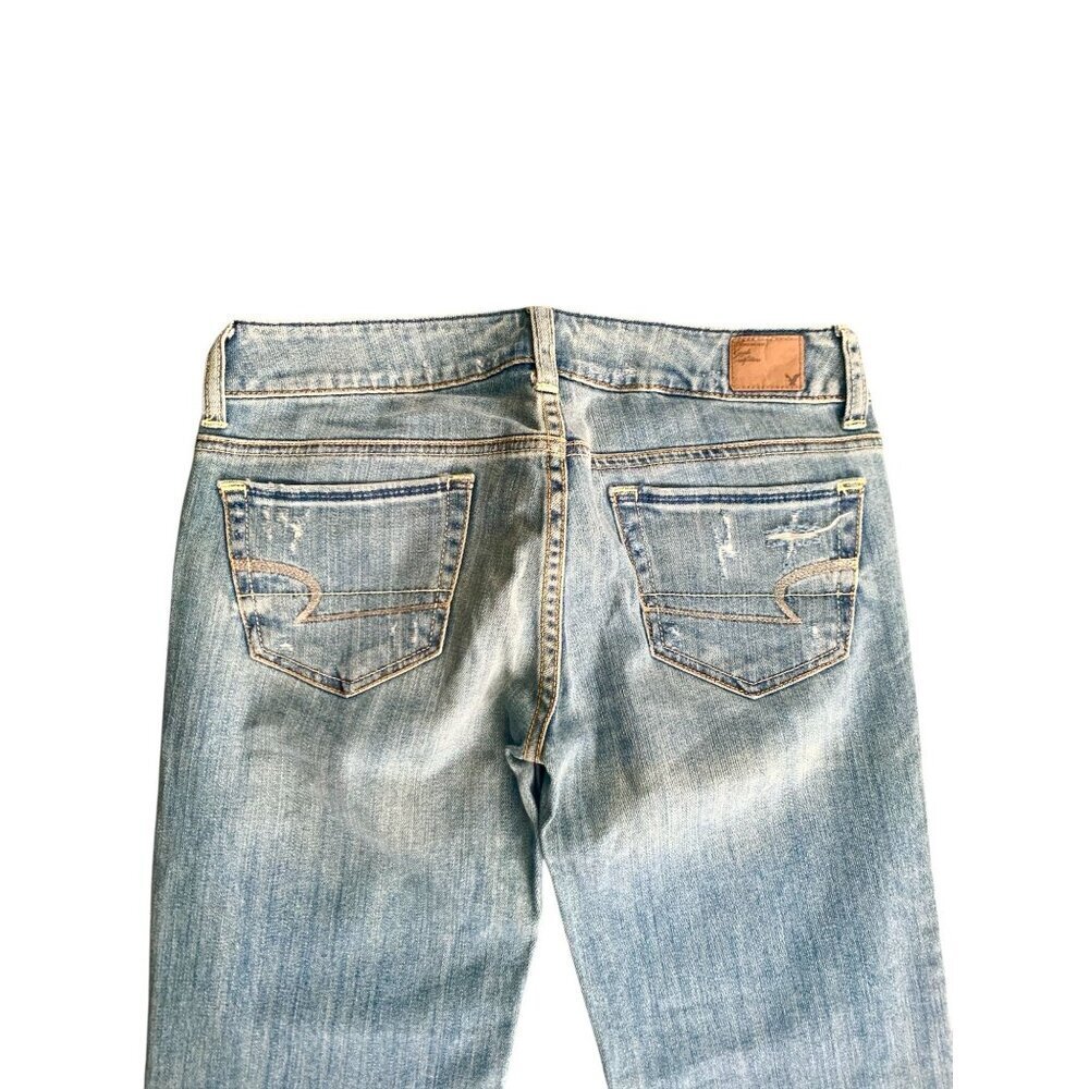 American Eagle Women's Distressed Hipster Boot Cut Jeans Low Rise Size 28 W - Picture 7 of 9